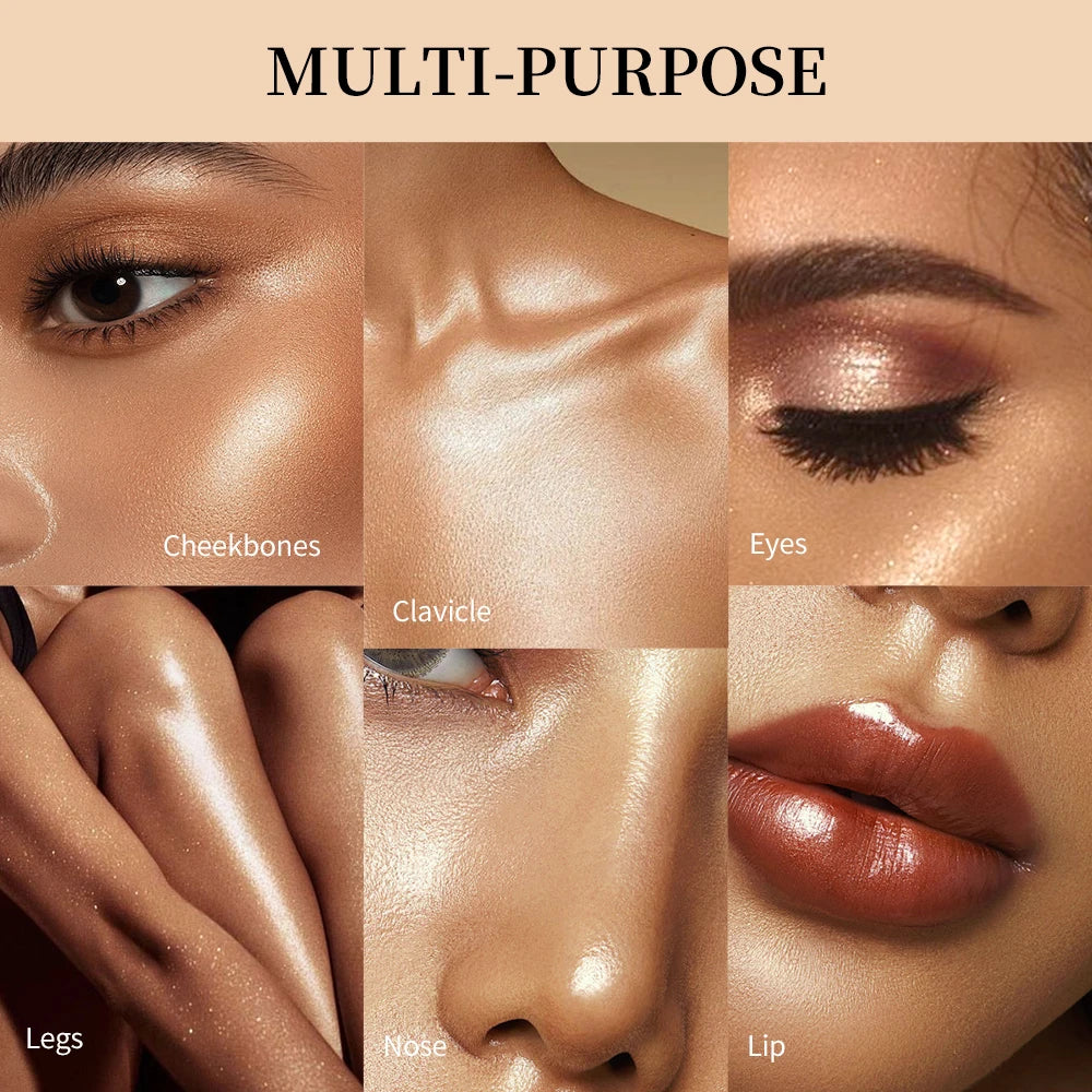 Long-lasting Waterproof Fine Shimmer Highlighter Powder Natural Glossy Effect Brighten Contouring Glitter Modify Face Cosmetics