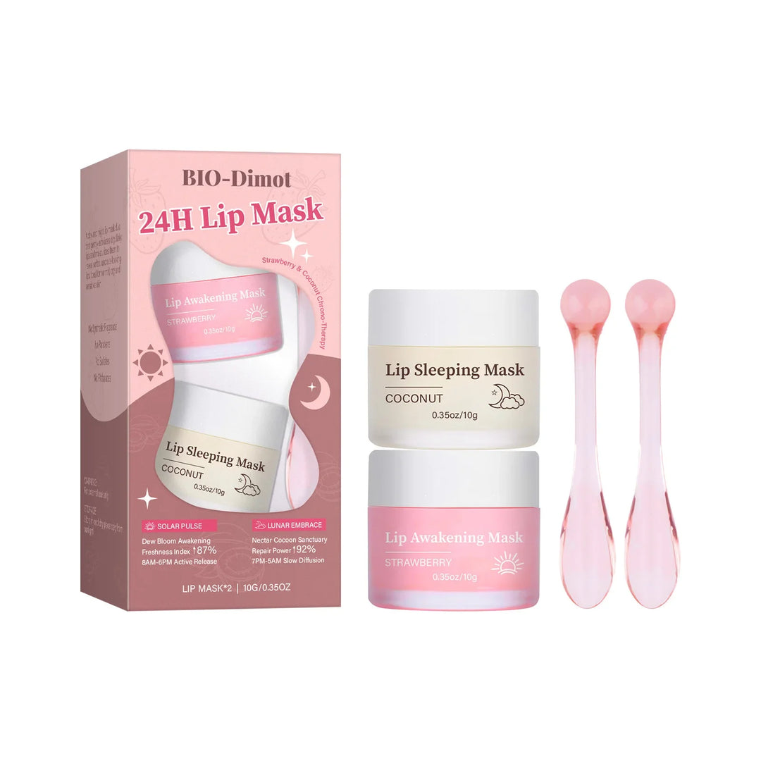 BIO-DIOMT 20g Lip Sleeping Mask Set Day & Night Maintenance Moisturizing Exfoliating Fade Lip Lines Anti-Cracking Lips Care