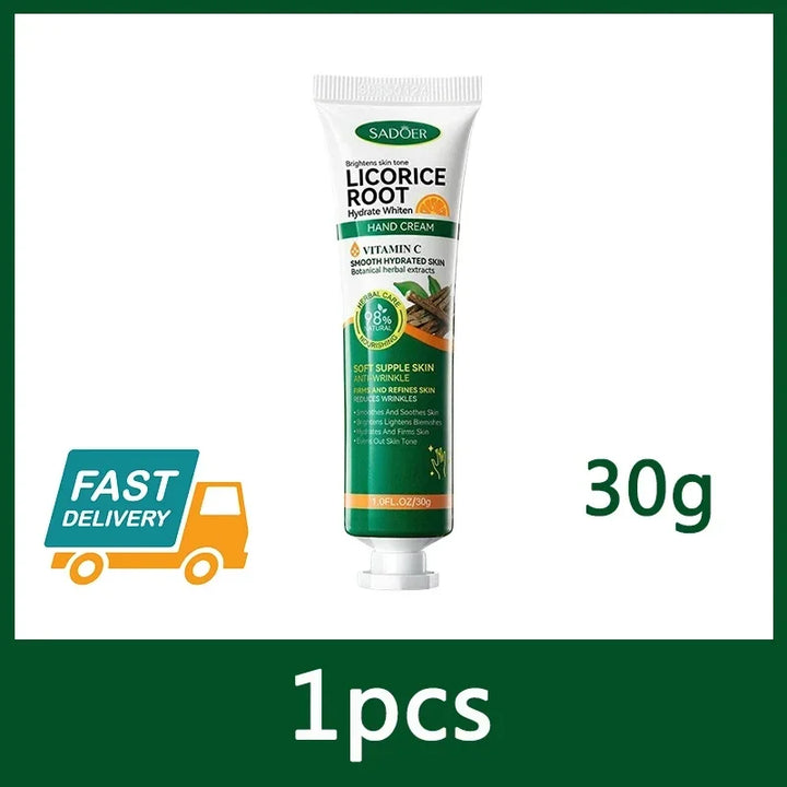 Licorice Root Hand Cream Exfoliator Anti Cracking Soothing Repaire Moisturizing Dead Skin Removal vitamin C Whitening Hand Care