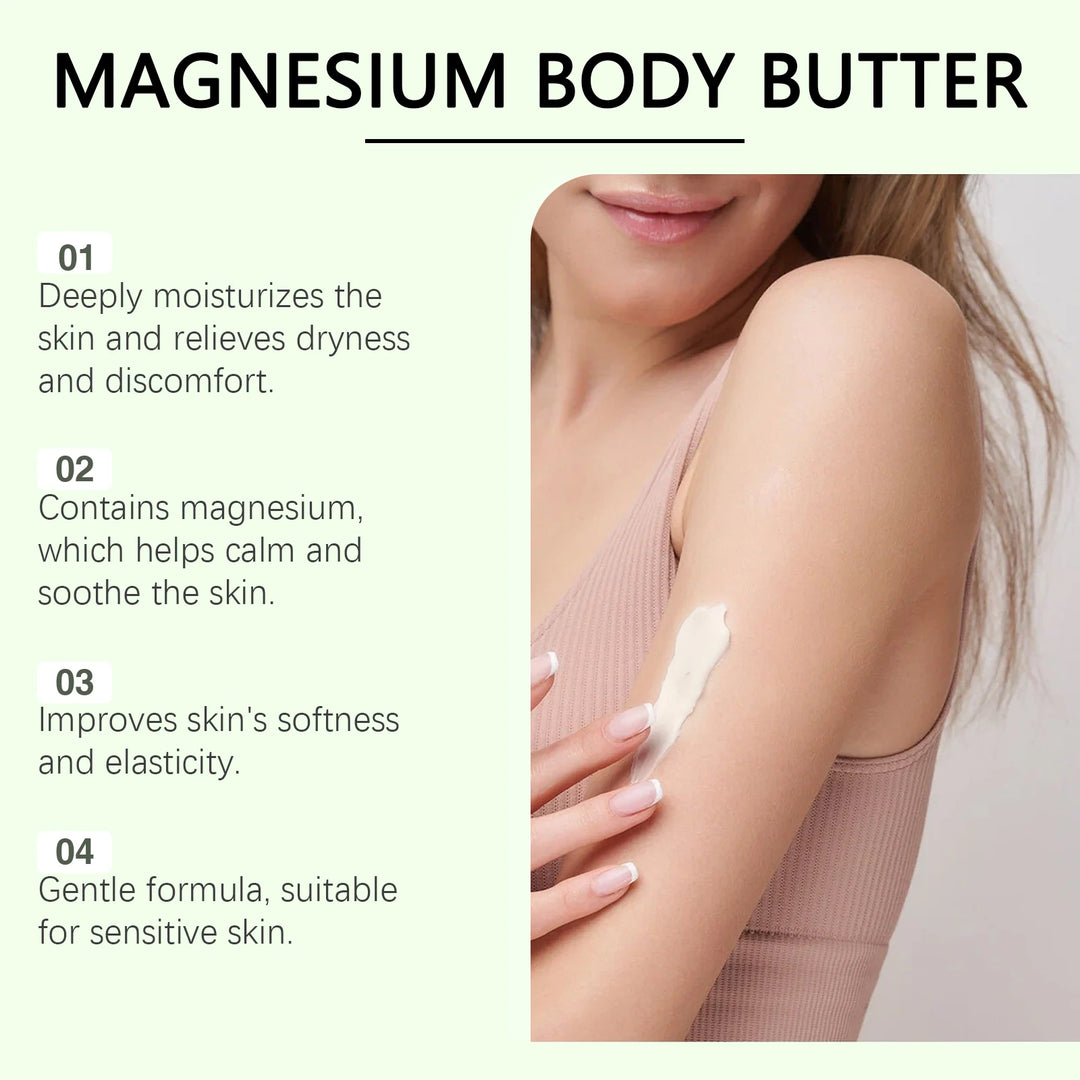 Body Lotion Moisturizing Magnesium Body Butter Nourishing Skin Soft Smooth Soothes Muscles Overnight Shea Butter Skincare Cream