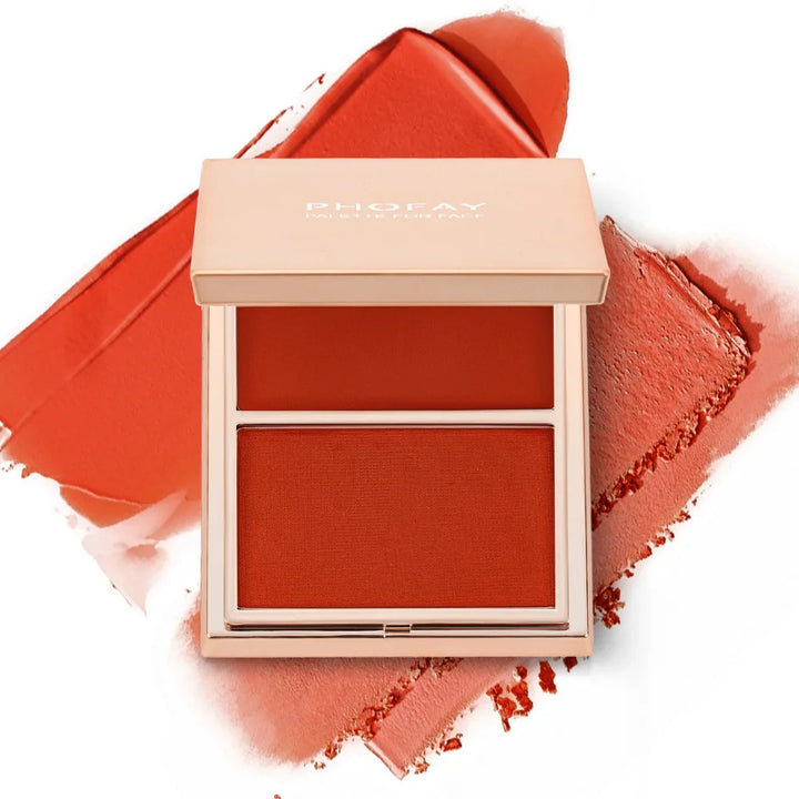 Two-tone Natural Matte Cream Blush Shimmer Contour Blusher Blush Powder Longlasting Waterproof Face Blusher Chinese Cosmetics
