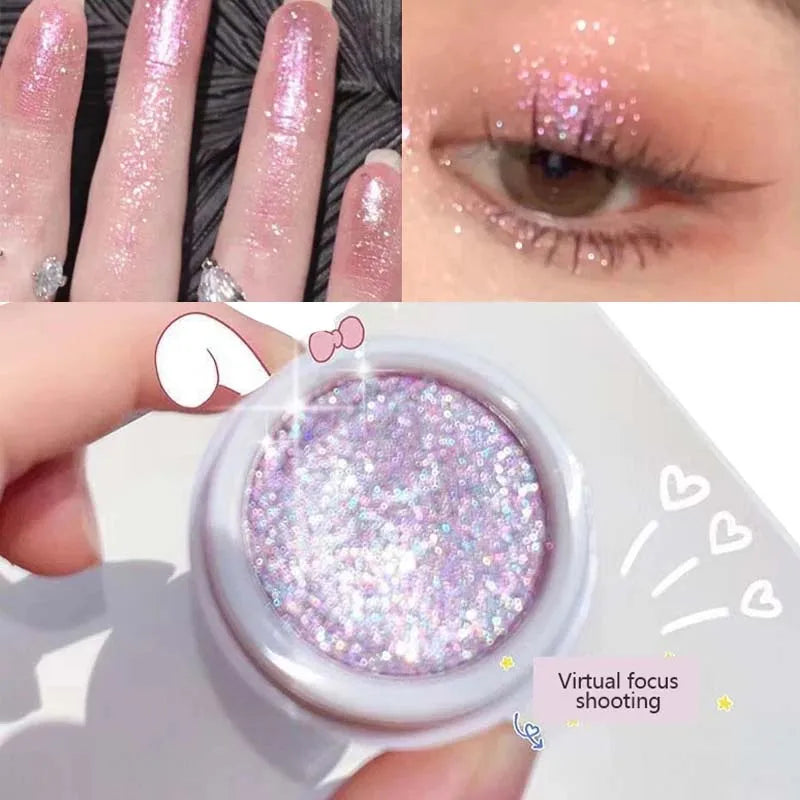 Monochrome Glitter Eyeshadow Gold Shining Brighten Eyes Makeup Long Lasting Eye Brightening Makeup Pearlescent Shimmer EyeShadow