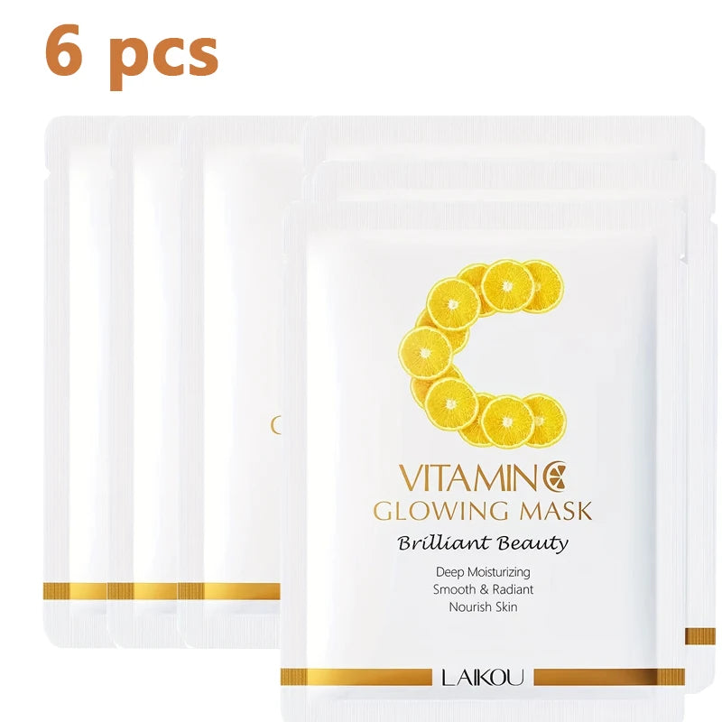 5/6/10 PCS LAlKOU Vitamin C Brightening Glowing Mask Set 6 Pack Skin Care Essentials for Radiant Complexion Beauty Treatments
