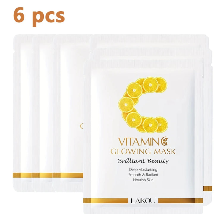 5/6/10 PCS LAlKOU Vitamin C Brightening Glowing Mask Set 6 Pack Skin Care Essentials for Radiant Complexion Beauty Treatments
