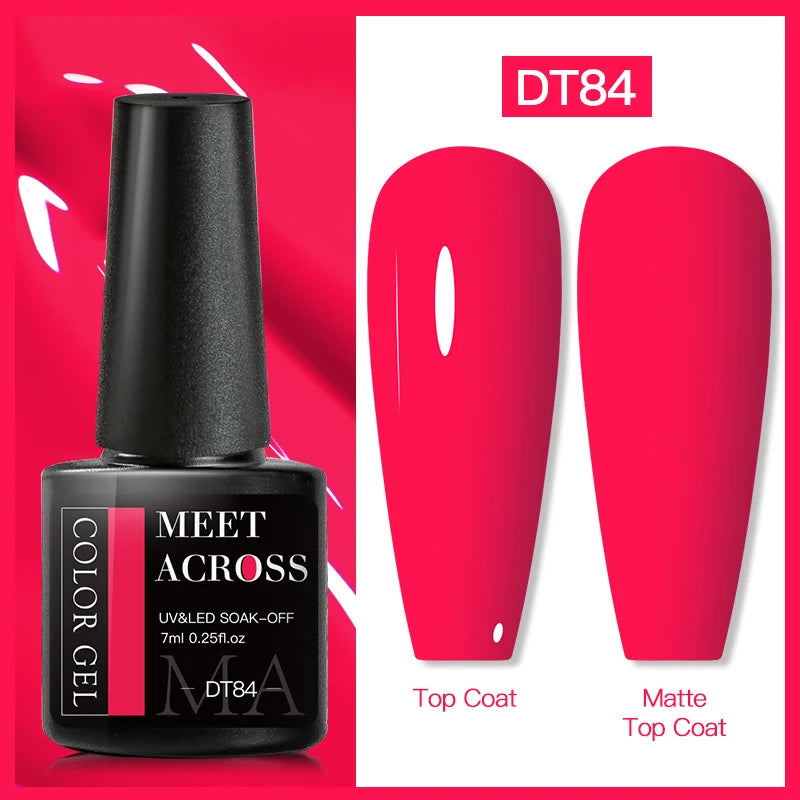 MEET ACROSS 7ml Fluorescent Gel Nail Polish Vernis Summer Neon Semi Permanent UV Gel Varnish Nail Art Manicure For Nails