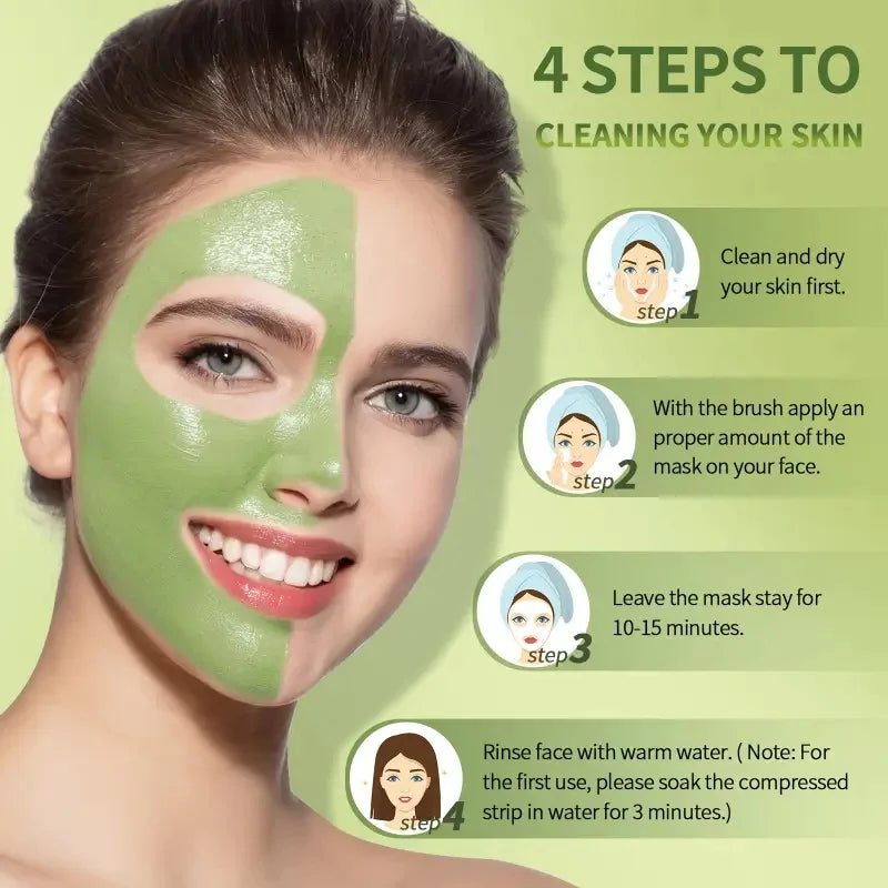 LAIKOU Matcha Mud Face Mask Deep Cleansing Oil-Control Clay Facial Mask Moisturizing Packs Facial Korean Skin Care Mud Masks