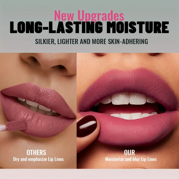 1pc Matte Velvet Lip Gloss, Highly Saturated Liquid Lip Mud, Non-Stick Long Lasting, All Skin Tones Compatible,Mother's Day Gift