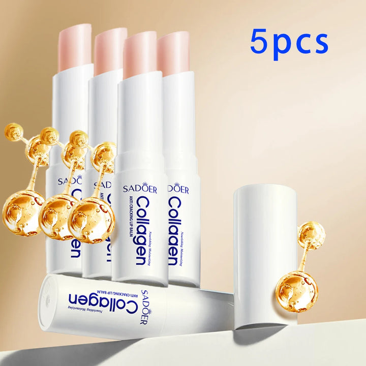 1/3/5PCS Collagen Lip Balm Moisturizing Anti-Cracking, Brightening & Repairing Lip Care with Nourishing Hydration ﻿