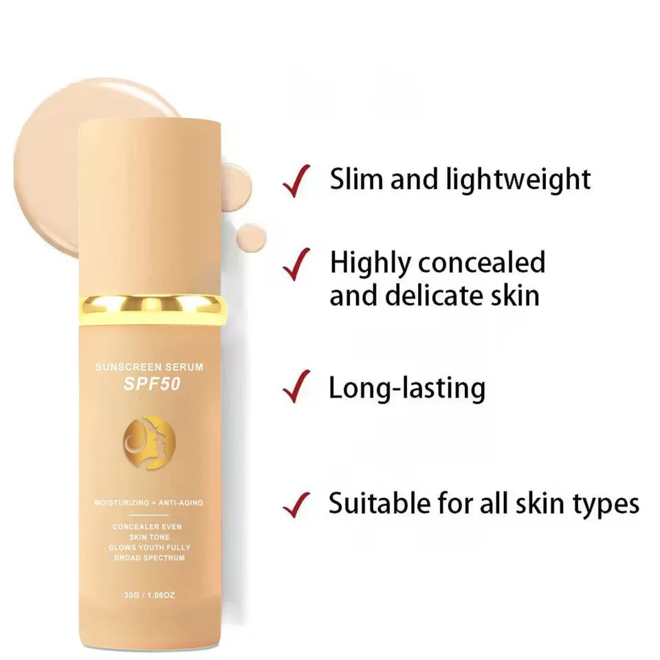 4-in-1 Foundation Liquid Makeup 4 In 1 Foundation Light Spectrum Sunscreen Serum Liquid Hydrating Full Coverage Concealer SPF 50
