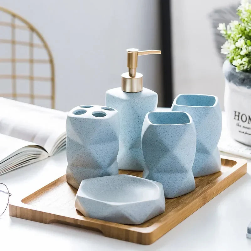 Ceramic Bathroom 4-piece Set Bathroom Supplies Ornaments for Gift Giving Mouthwash Cup Toothbrush Cup Set Toilet Accessories