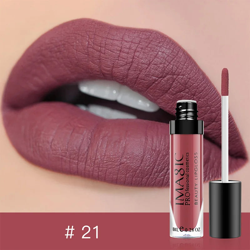 IMAGIC Lip Gloss Makeup Long Lasting Waterproof Lipstick Velvet Non-stick Cup 28 Colors Lip Tint Matte Sexy Red Liquid Lip Stick