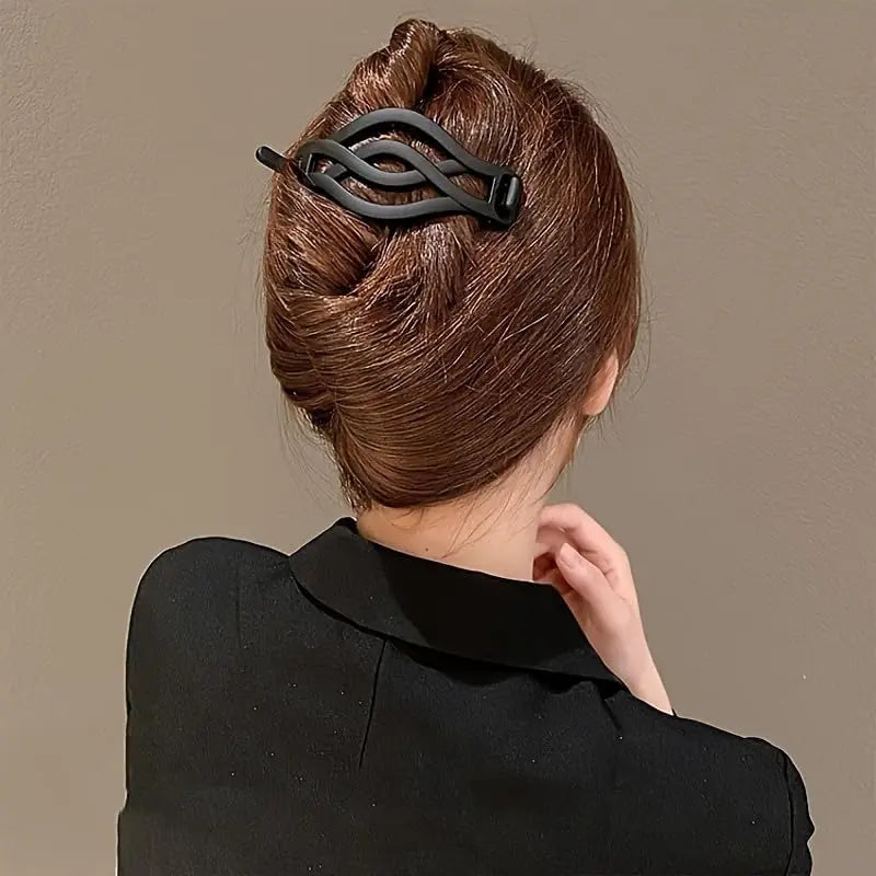 4PCS French Flat Round Hair Clips Vintage Twisted Non-Slip Buckle for Thick Thin Hair Women Girls