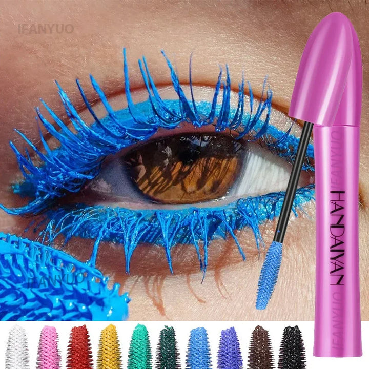 5D Colorful Silk Mascara Blue Red Black Cream Length Waterproof and Non-caking Colored Thickening Lengthening Curling Mascara