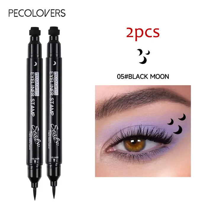 Star Liquid Eyeliner Black Moon Stamp Eye Liner Pencil 2 in 1 Waterproof Long-lasting Easy Applying Eye Eyeliner Pen Makeup