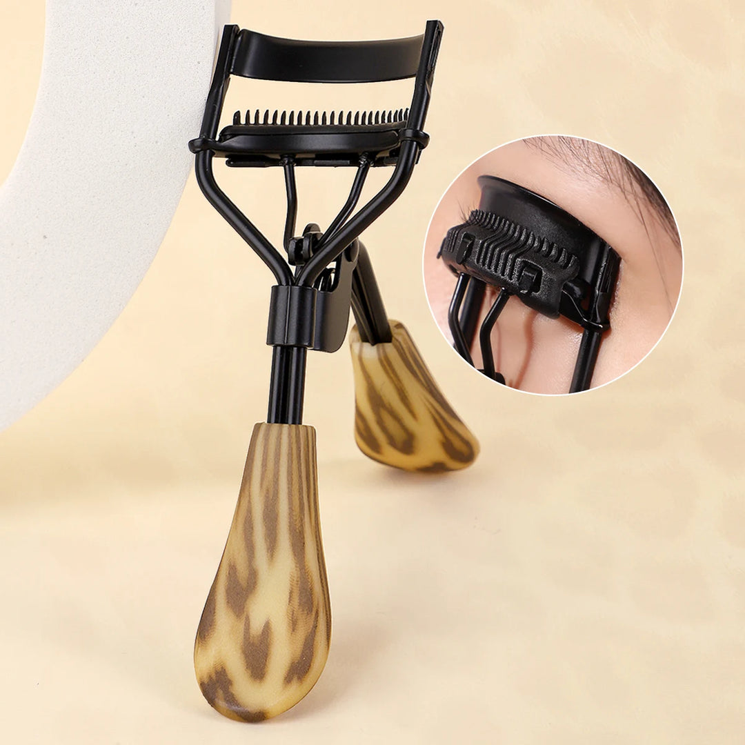 1PC portable eyelash curler, stainless steel leopard print handle eyelash curler, eyelash curling tool