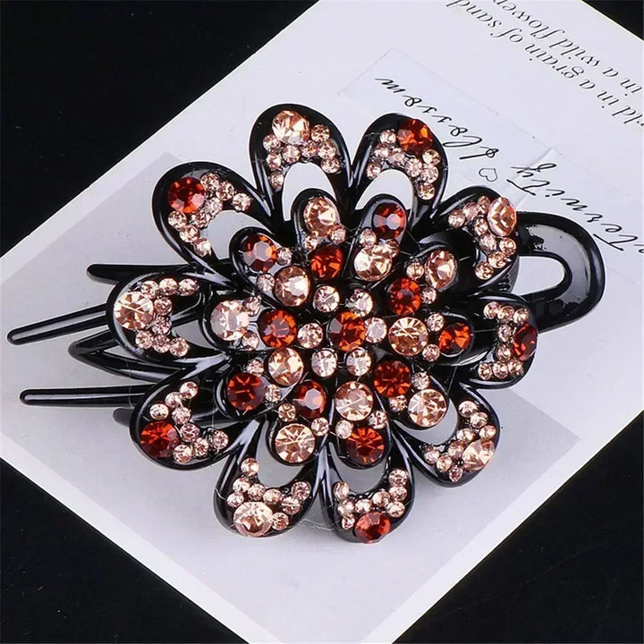 Shiny Rhinestone Hairpin Flower Leaf Duckbill Hair Claws Retro Hair Clips Accessories For Women Shinning Ponytail Headwear