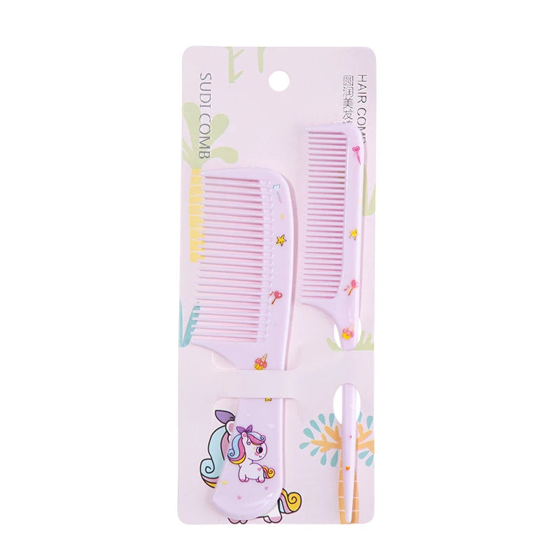 2pcs Cute Cartoon Animal Pattern Hair Comb Set, Fine Tooth Rat Tail Comb,  Baby Comb,Wide-Tooth Detangling Brush, Finishing Comb