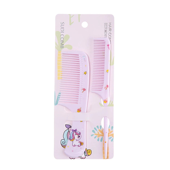 2pcs Cute Cartoon Animal Pattern Hair Comb Set, Fine Tooth Rat Tail Comb,  Baby Comb,Wide-Tooth Detangling Brush, Finishing Comb