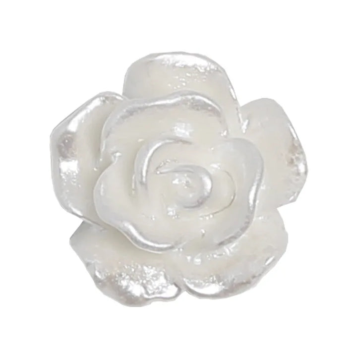 50pcs Cute New Resin Mini 3D White Plated Rose Nail Rhinestones Gems Glitter Nail Art Jewelry Manicure Nail Art Decorations