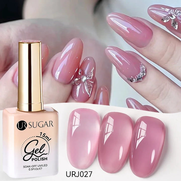 UR SUGAR 15ml Jelly Milky White Translucent Color Gel Polish Semi Permanent UV Gel Nail Art Soak Off Gel Varnish Latest Fashion