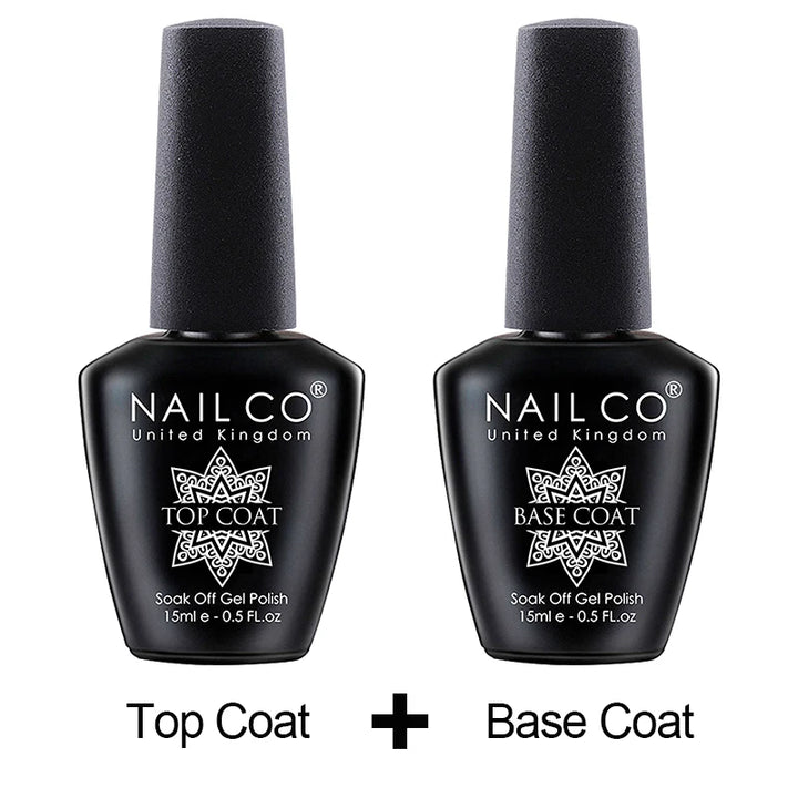 NAILCO 15ml Hema TPO Free No Wipe Top Base Coat Set Art Design Gel Nail Primer Soak Off UV Gel Nail Varnish Nail Remover Gel Kit