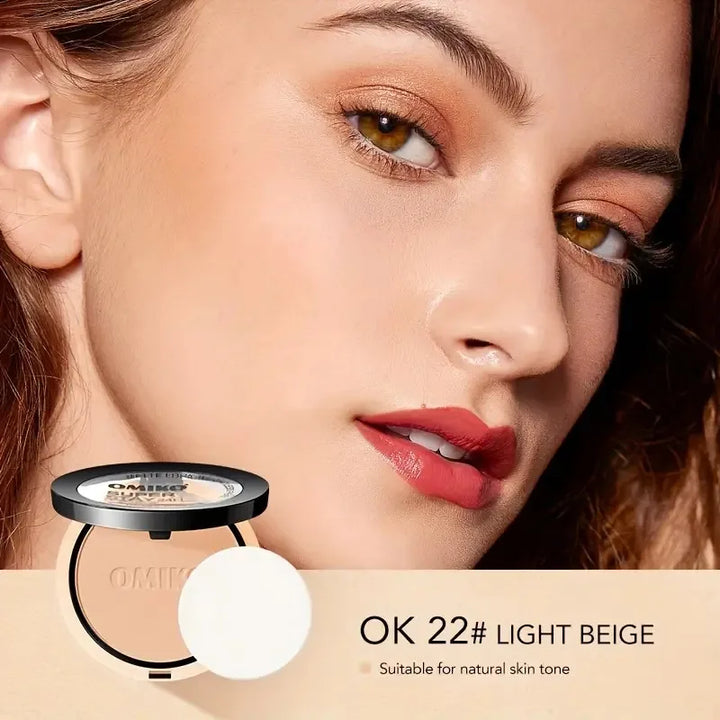 Pressed Powder Waterproof Long-lasting Full Coverage Face Compact Setting Powder Makeup Foundation Oil 3 Color Control Cosmetics