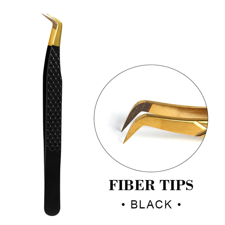 Fiber Eyelash Extension Tweezer Volume Precise Diamond Grip Fiber Tip Stainless Steel High Quality Eyebrow Makeup