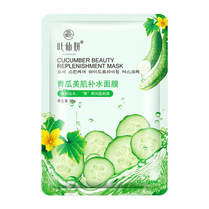 12 Pieces Blueberry Facial Masks Aloe Cucumber Peach Fresh Fruit Moisturizing Face Mask Sheets for Beauty Facial Skin Care