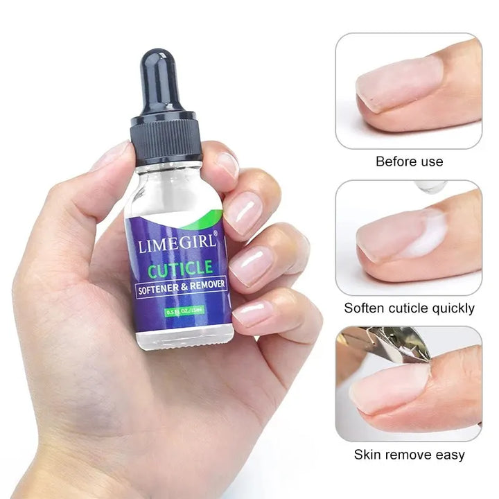 15ML Nail Soften Oil Cuticle Remover for Gel Overgrown Cuticles Soften Eliminating Exfoliant for Nails Manicure Pedicure