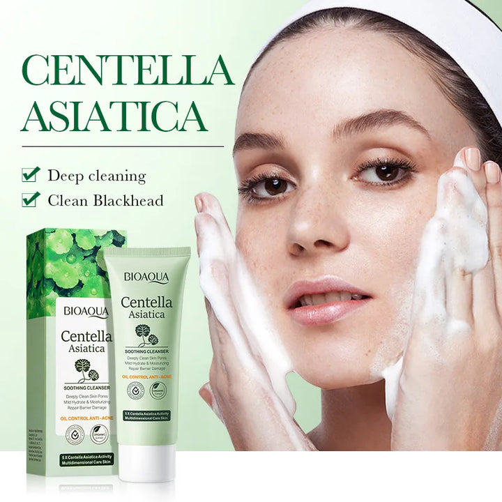 BIOAQUA Centella Asiatica Facial Cleanser Moisturizing Oil Control Anti Acne Face Deep Cleansing Face Wash Foam Facial Cleanser
