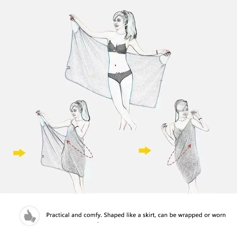 Soft Bathrobe Dress - Cozy Homewear with Towel Set, Spa Lounge Dress for Women & Men, Post-Shower Relaxation Outfit