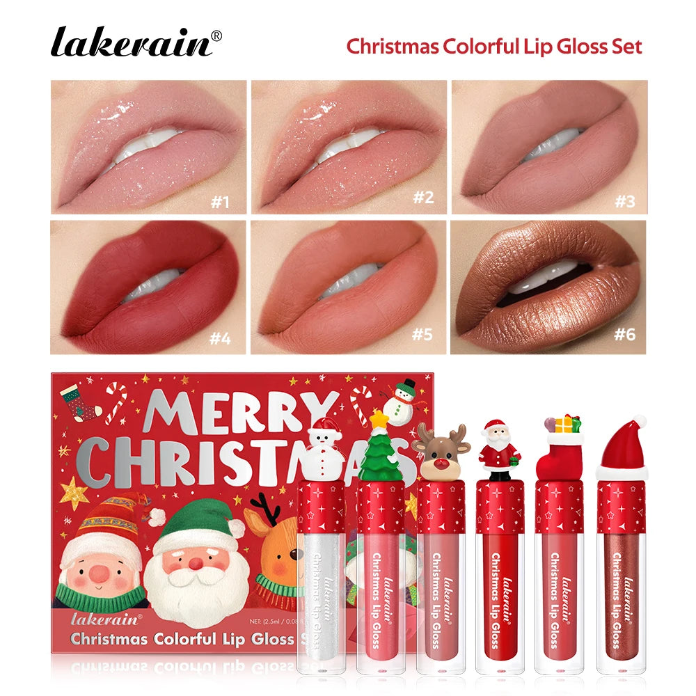 Lakerain Christmas Lip Gloss Set Long Lasting Moisturizing Waterproof Portable Travel Kit Ideal Thanksgiving Christmas Gift