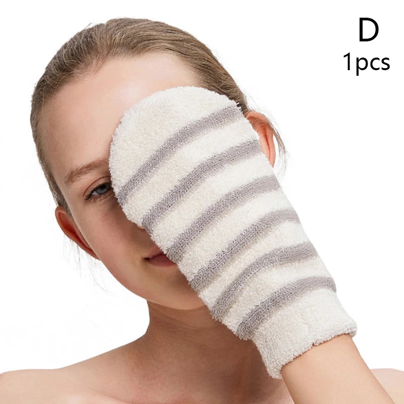 1Pc Exfoliating Hemp Bath Glove Mitten Scrubber Natural Bamboo Fiber Remove Dead Skin Deep Clean Double-Sided Bath Gloves