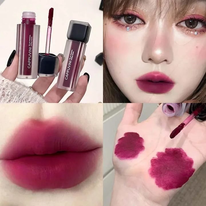 Punk Black Gothic Lip Gloss Matte Dark Brown Lipstick Nude Lip Tint Waterproof Velvet Liquid Lipstick Lip Satin Korean Cosmetics