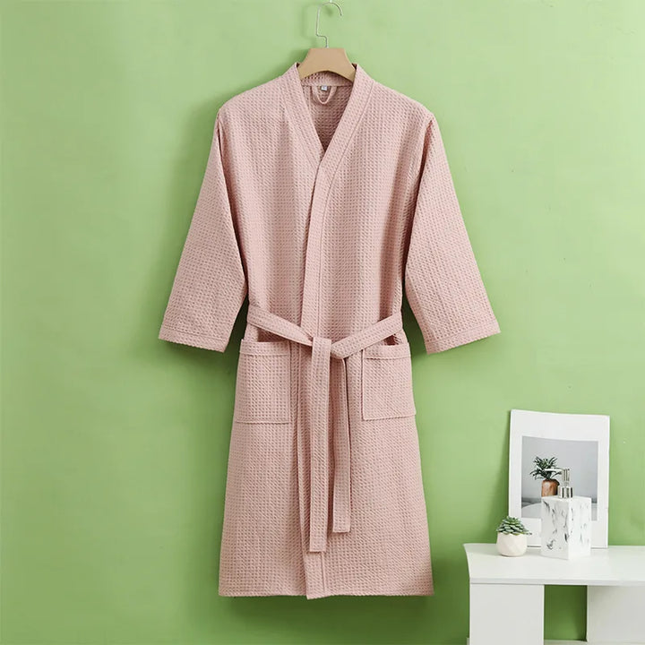 Bathrobe for Women and Men Cotton Waffle Quick Drying All Season Thin Design Hotel Bth Towel Beauty Salon Bath Robe Couples