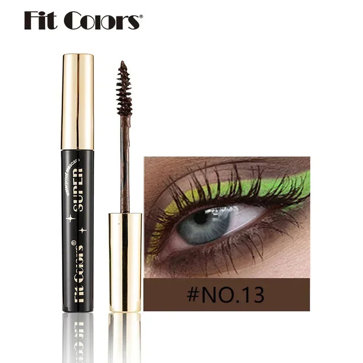 Color Mascara 14 Thick Curl Waterproof Non-smudding Natural Long Lasting Blue White Green Pink Black  Eye Makeup