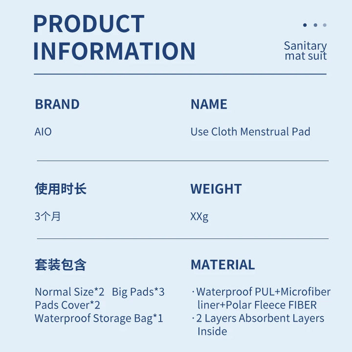 8pcs Reusable Soft Polar Fleece Sanitary Napkin Waterproof Washable Daily Pads Panty Liner for Maternity and The Elderly Leakage