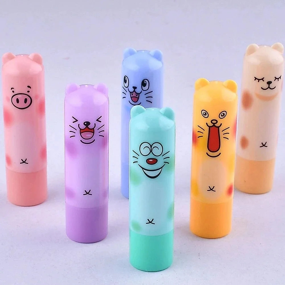 24pcs/lot Moisturizing Fruit Flavor Colourless Cartoon Lip Balm Natural Plant Lip Gloss Fruit Embellish lipstick Makeup Tools