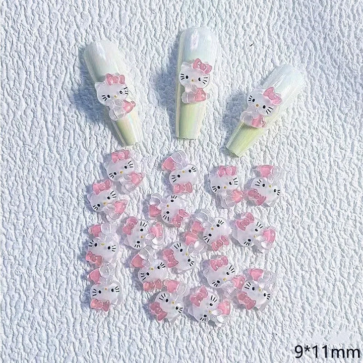 3D Cute Sanrio Family Series Nail Art Jewelry Decor Cartoon Hello Kitty Kuromi Nail Charms Rhinestone Gems Ornament Accessories