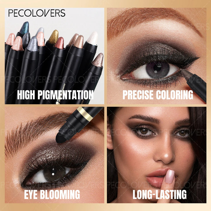 Double-head Eyeshadow Stick,Waterproof,Smudge-Proof Eyeliner, Multi-Color Shimmer Palette,Easy Application for Eyes Contouring