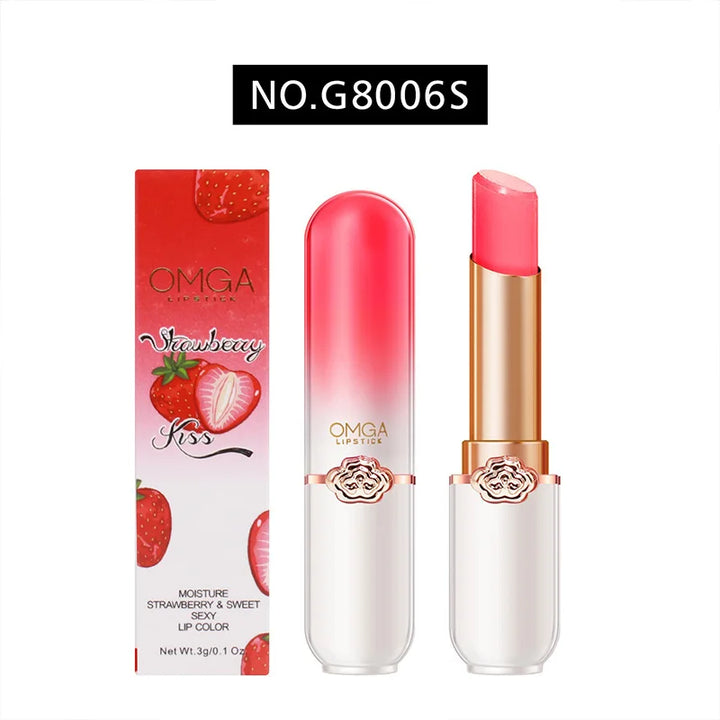 OMGA Color-Changing Lip Balm Jelly Lipstick Moisturizing Waterproof Hydrating Temperature-Sensitive Peach Flavor,Smooth Lips