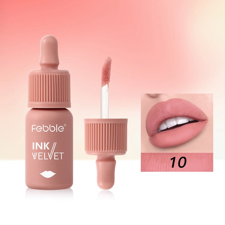 Febble 12 Color Ink Lip Gloss Matte Nude Velvet Liquid Lipstick Multifunctional Long-lasting Lip Cosmetics for Women & Girls