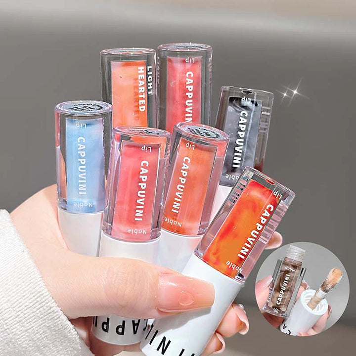 Clear Transparent Grey Purple Lip Gloss Hydrating Drying Lips Mirror Lip Glaze Tint Plumper Moisturizing Crystal Lip Oil Makeup