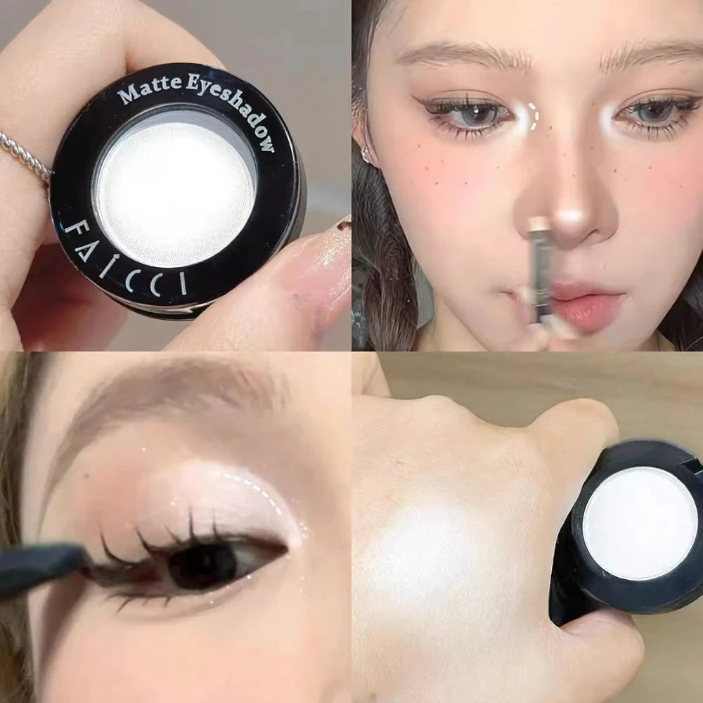 Eyeshadow Illuminator Matte White Highlighter Brighten Palette Lasting Shimmer Glitter Highly Pigmented Monochrome Eyes Makeup