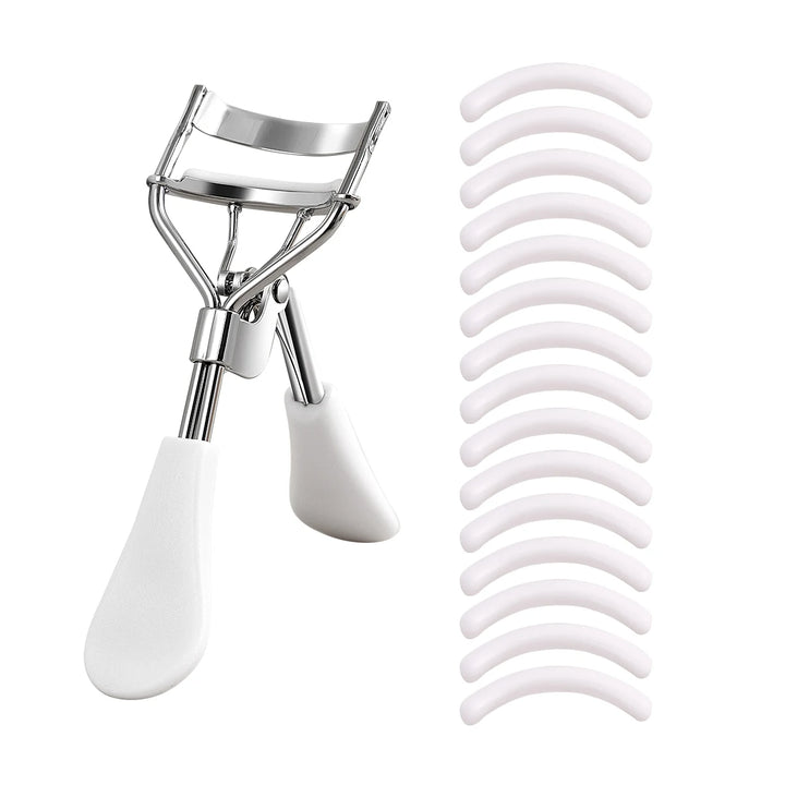 Portable Eyelash Curler with 15 Silicone Pads and Stainless Steel Eyelash Curler, Used for Eyelash Extensions and Curling Tools