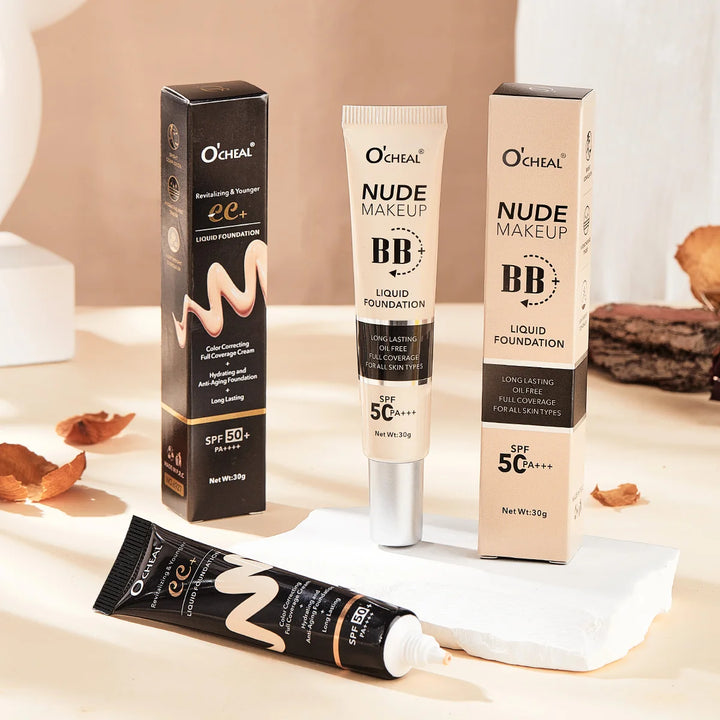 Ocheal 30g BB/CC sunscreen Cream SPF 50/PA+++ Facial Liquid Foundation Cream Long Lasting Coverage Oil Free All Skin Makeup
