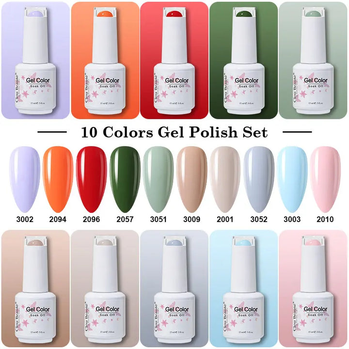Clou Beaute 10/12/20/24pcs Gel Nail Polish Set Color 15ml White Glass Bottle Nail Art Kit Semi Permanent Gellack Nail Varnish