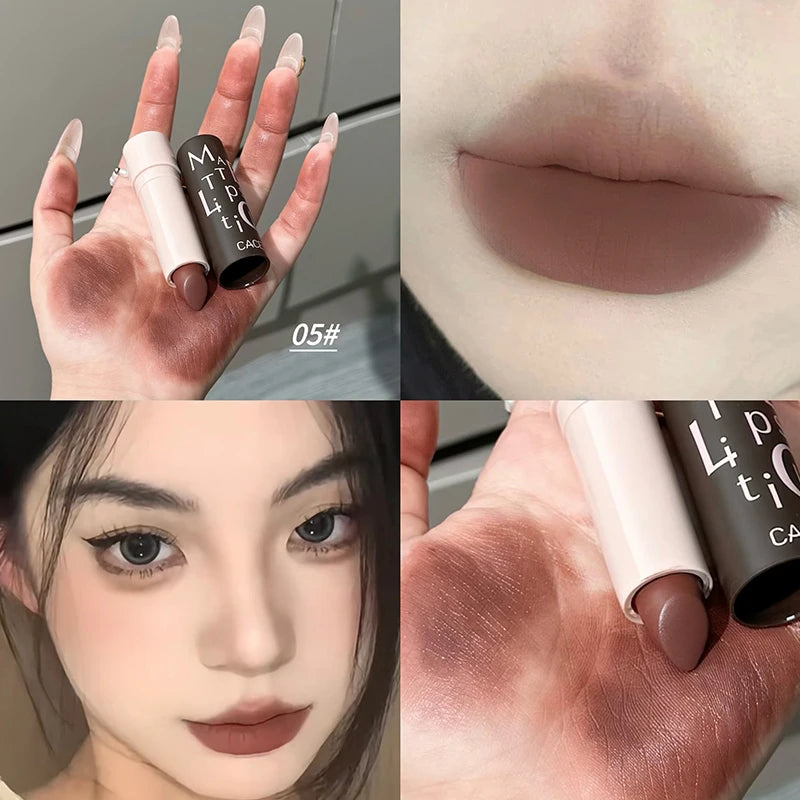 Vintage Party Velvet Matte Lipstick Rose Cream Silky Finish Long-Lasting Waterproof Full Coverage Nude Lip Tint Balm Make Up