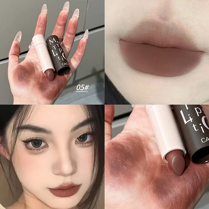 Vintage Party Velvet Matte Lipstick Rose Cream Silky Finish Long-Lasting Waterproof Full Coverage Nude Lip Tint Balm Make Up