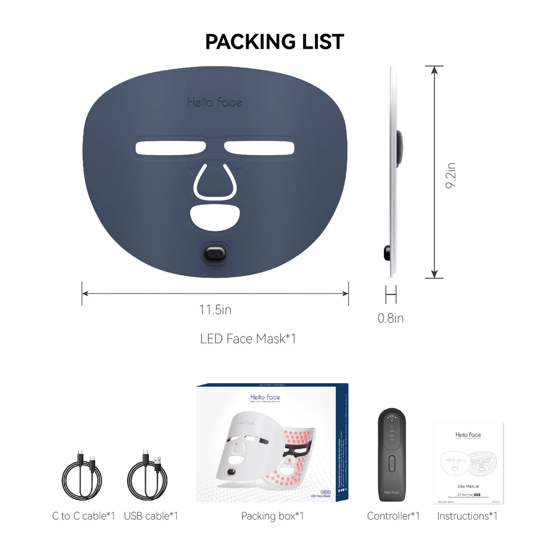 Hello Face 510K Wireless Near-Infrared and Red Light Therapy Facial Mask For Powerful Anti-ageing Professional Ultra-light Mask